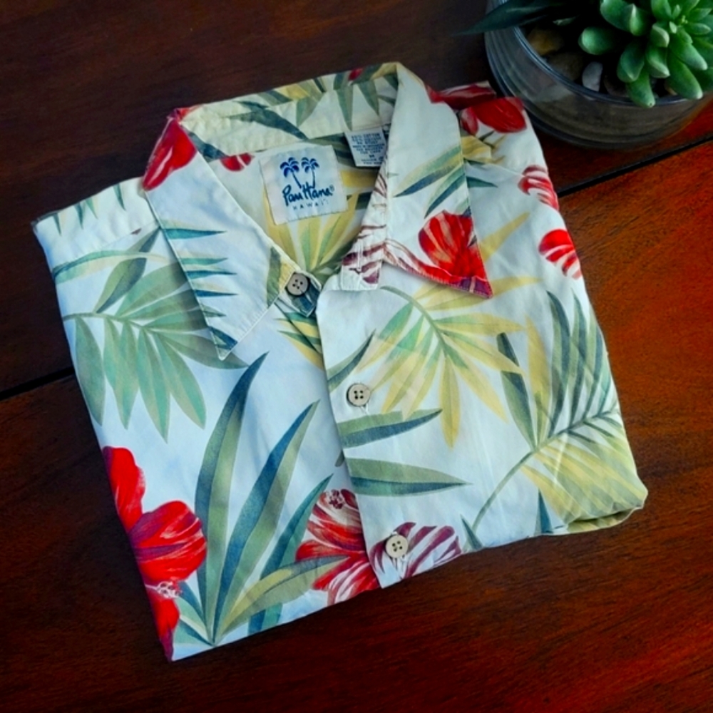 Men's Pau Hana Hawaiian Aloha Full Button Down Casual Shirt